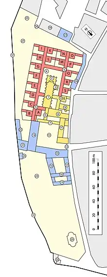 Plan of a Carthusian monastery with nineteen fathers' cells