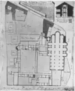 Architectural drawing showing the floor plan of the church.