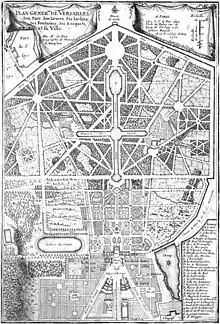 Plan of the Palace of Versailles and its gardens, c.1700