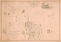 Plan of Camp Sprague showing it location with regards to the Old Bladensburg Road