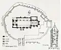 The plan of the medieval Evangelical Lutheran Transylvanian Saxon fortified church of Brateiu/Pretai
