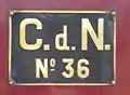 Numberplate of Chemin de fer des Côtes-du-Nord Nº 36 Lulu