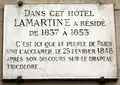 Lamartine resided at No 82 from 1837 to 1853. That's where the people of Paris came to cheer him on 25 February 1848, after his speech in favour of the tricolour flag.