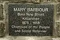 Plaque on Mary Barbour Cairn - Champion of the People and Social Reformer