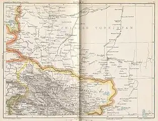 Map of the region including Khotan (Ilchi) (1893)