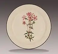 Plate, painting attributed to Thomas Pardoe (1770-1823), pearlware, c. 1810