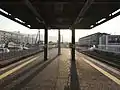 Platforms of the Matsuura Railway. Note the sidings beyond.