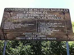 Sign for Manglillo Beach in Guánica