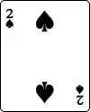 row of foundations, one per suit, 2 of spades in one