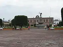 Main plaza or zocalo with statue of Diana