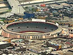 Plaza de toros de Acho; the plaza is classified as a national historic monument. It is the oldest bullring in the Americas.