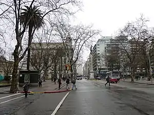 Plaza Cagancha, which is crossed by 18 de Julio Ave.