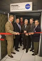 Ribbon cutting ceremony for the completion of the original Pleiades system in December 2008 with representatives from NASA, SGI, and Intel.