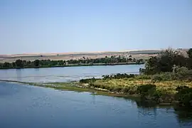 Plymouth, Washington as seen from the Oregon side of the Columbia River at the mouth of the Umatilla River.