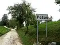 Sign at the border of Požun (Ozalj)