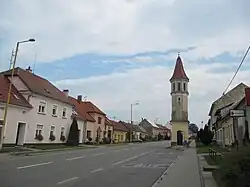 Main street with the Chapel of Our Lady of Rosary