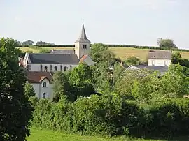 General view with the church Saint-Romain.