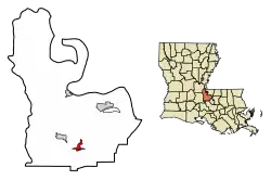 Location of Livonia in Pointe Coupee Parish, Louisiana.