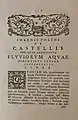 First page to De Castellis per quae derivantur fluviorum aquae habentibus latera convergentia liber (1718)