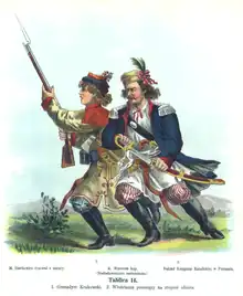 Illustration by Walery Eljasz Radzikowski depicting Kraków Grenadiers.