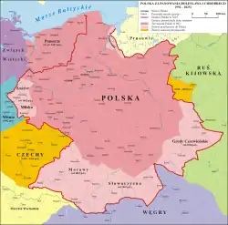 Poland between 992 and 1025 under the rule of Bolesław I the Brave, who was crowned as the first King of Poland.