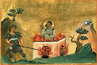 Martyr Polyeuctus, at Caesarea in Cappadocia (Menologion of Basil II, 10th century).