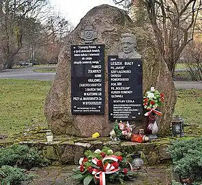 Stone memorial to Leszek Biały