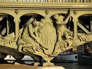 Beaux Arts cartouche of the Pont de Bir-Hakeim, Paris, by Jean Camille Formigé, Louis Biette and Daydé & Pillé, 1903-1905