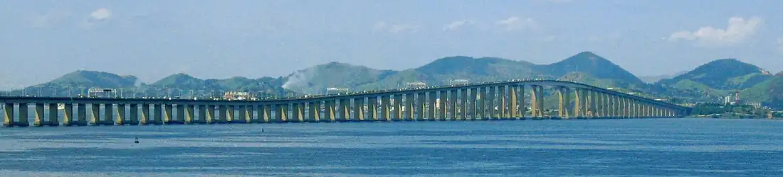 The Rio–Niterói Bridge, officially part of the federal BR-101 highway; a landmark of Rio de Janeiro