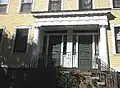 Recessed Doric porch of double Greek revival house, 37-39 Grand Avenue, Fair Haven.