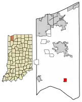 Location of Kouts in Porter County, Indiana.