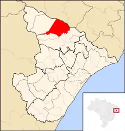 Location of Porto da Folha in Sergipe