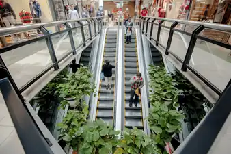 An escalator well in the mall
