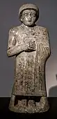 Statue of Gudea O; circa 2100 BC; steatite; height: 0.63 m; Ny Carlsberg Glyptotek (Copenhagen, Denmark)