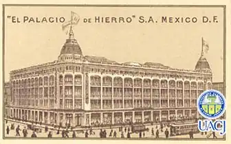 Postal of 1925 of the current Palacio de Hierro, Centro Histórico.