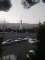 Post-modern mosque with a spiral minaret near Enghelab Sport Complex in Tehran, Iran