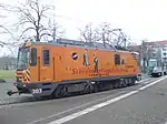 A rail maintenance vehicle at Platz der Einheit