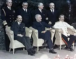 Image 35Clement Attlee, Harry Truman and Joseph Stalin at the Potsdam Conference, c.28 July – 1 August 1945 (from Diplomatic history of World War II)