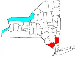 Location of the Poughkeepsie-Newburgh-Middletown Metropolitan Statistical Area in New York