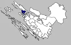 Location of municipality within Zadar County