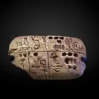 Proto-cuneiform tablet, end of the 4th millennium BC.