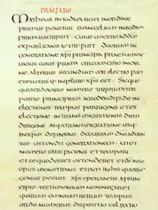 The beginning of the prologue to Matthew in the Codex Amiatinus