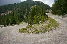 The Russian Road; the switchbacks are paved with setts
