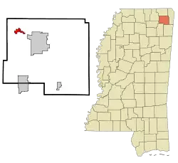 Location of Jumpertown, Mississippi