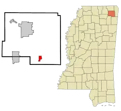 Location of Marietta, Mississippi