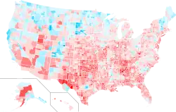County swing from 2000 to 2004