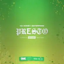 The words "Presto" are shown in white bold text amidst a lime green background.