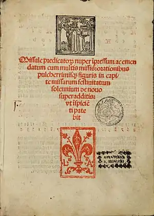 Title-page of the Missale predicatorum, 1504