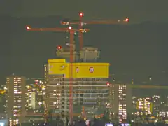 Prime Tower Construction Site at night.