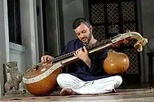 Prince Rama Varma playing the Veena